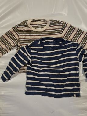 Carter's Little Planet Organic Cotton Navy & Cream Striped Long-Sleeve Tee 2 Pac